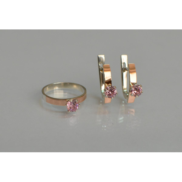 Комплект серебряный  с золотыми напайками (045)