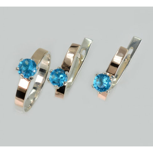 Комплект серебряный  с золотыми напайками