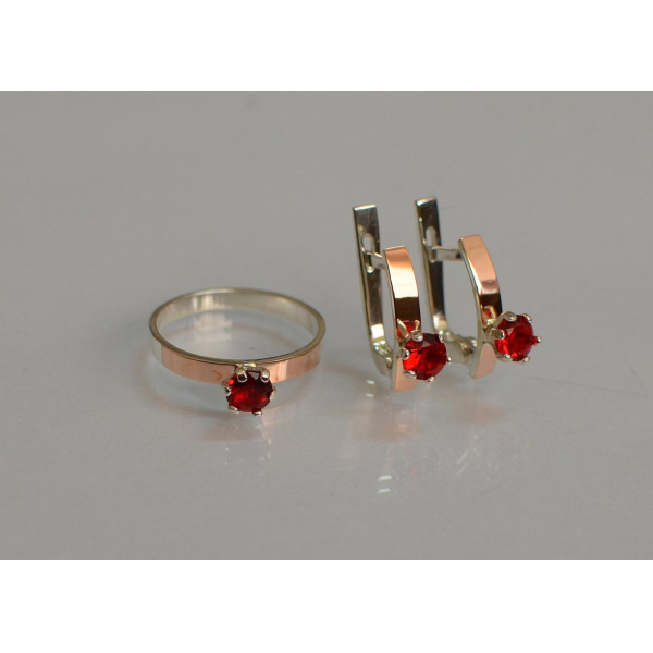 Комплект серебряный  с золотыми напайками (045)