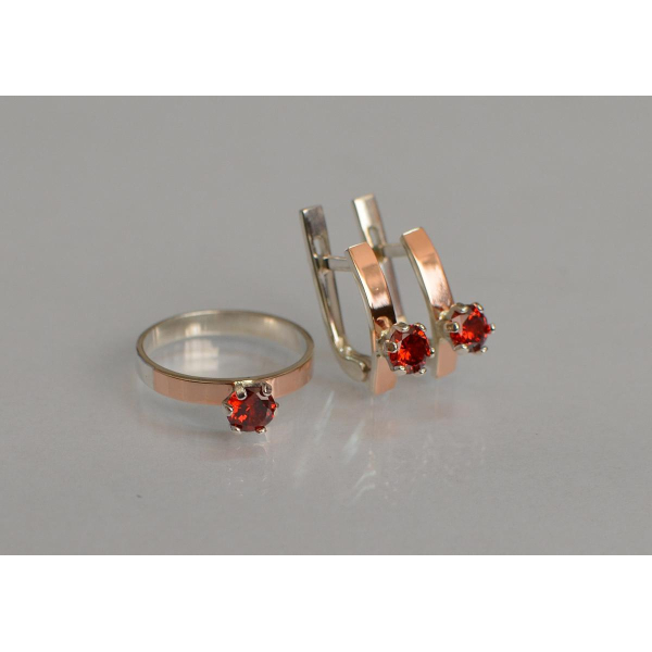 Комплект серебряный  с золотыми напайками (045)