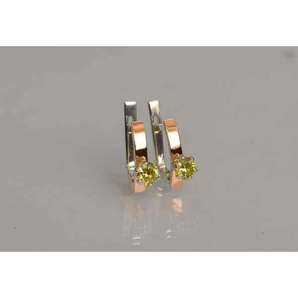 Серебряные серьги с золотыми  пластинами (045с)