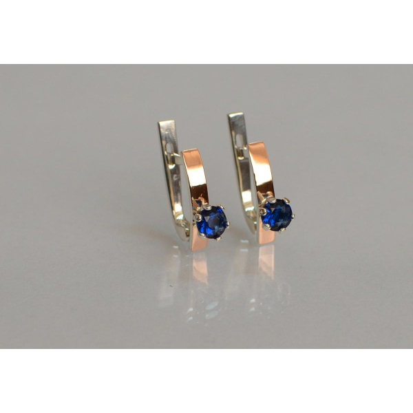 Серебряные серьги с золотыми  пластинами (045с)