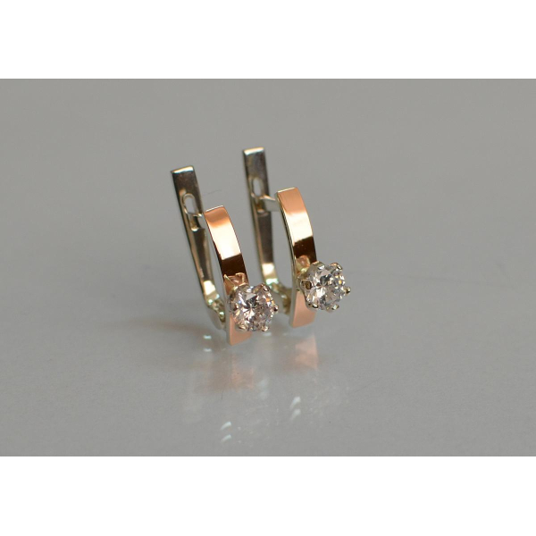 Серебряные серьги с золотыми  пластинами (045с)