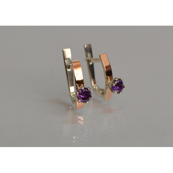 Серебряные серьги с золотыми  пластинами (045с)