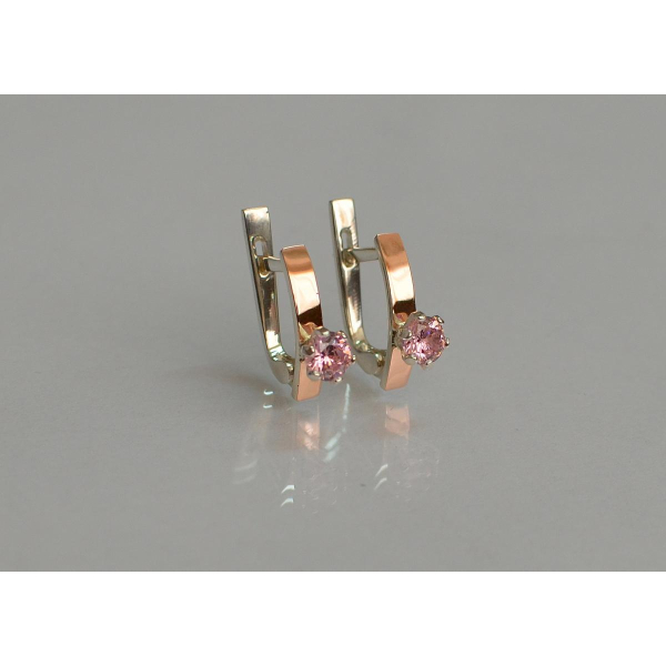 Серебряные серьги с золотыми  пластинами (045с)