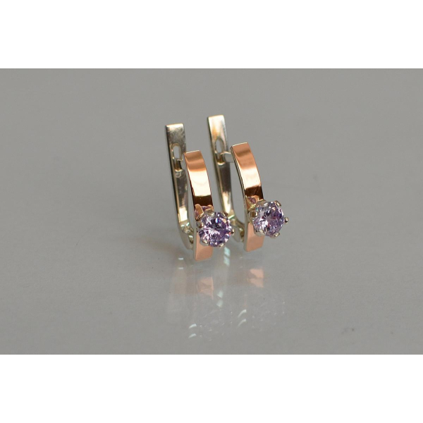 Серебряные серьги с золотыми  пластинами (045с)