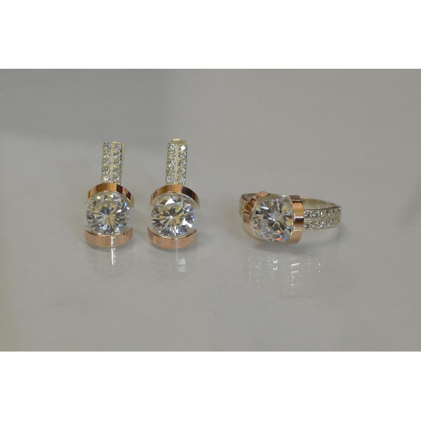 Серебряный гарнитур с золотыми накладками (046)