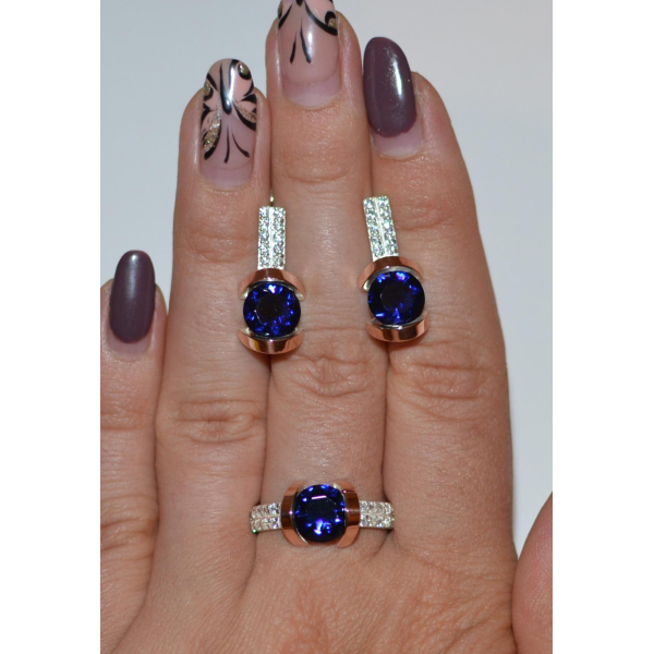 Серебряный гарнитур с золотыми накладками (046)