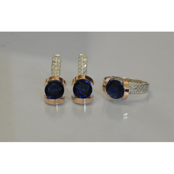 Серебряный гарнитур с золотыми накладками (046)