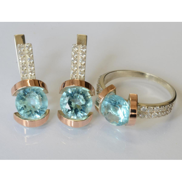 Серебряный гарнитур с золотыми накладками (046)