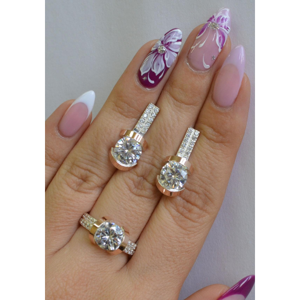 Серебряный гарнитур с золотыми накладками (046)