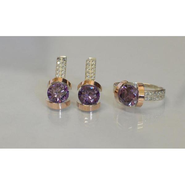 Серебряный гарнитур с золотыми накладками (046)