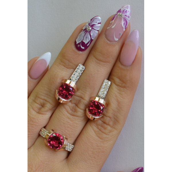 Серебряный гарнитур с золотыми накладками (046)