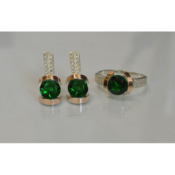 Серебряный гарнитур с золотыми накладками (046)