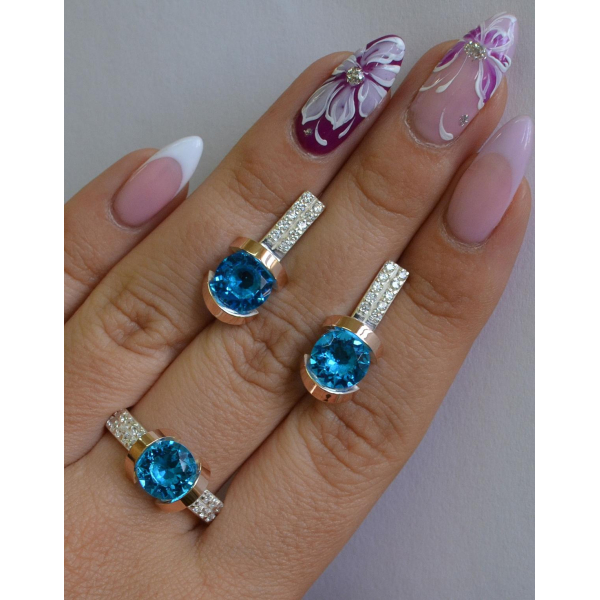 Серебряный гарнитур с золотыми накладками (046)