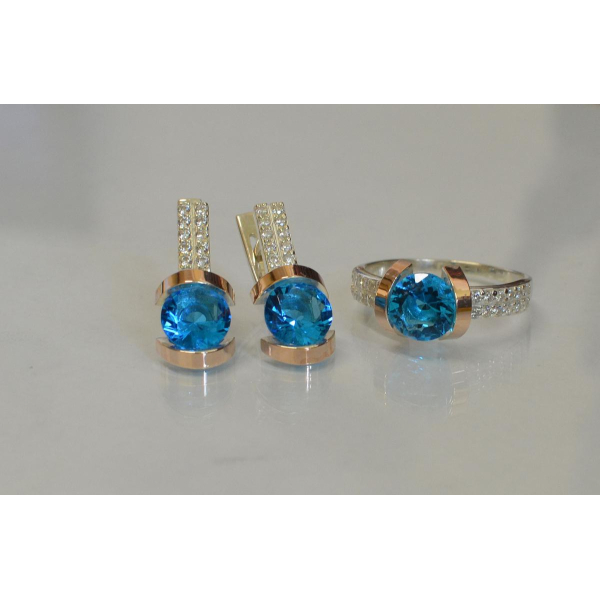 Серебряный гарнитур с золотыми накладками (046)