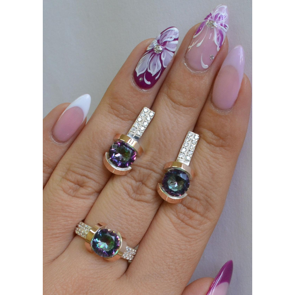 Серебряный гарнитур с золотыми накладками (046)