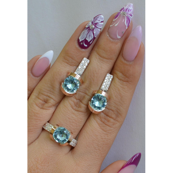 Серебряный гарнитур с золотыми накладками (046)