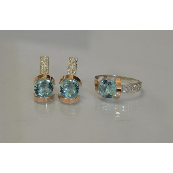 Серебряный гарнитур с золотыми накладками (046)