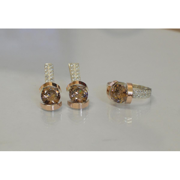 Серебряный гарнитур с золотыми накладками (046)