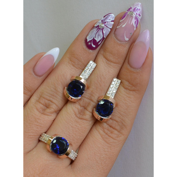 Серебряный гарнитур с золотыми накладками (046)