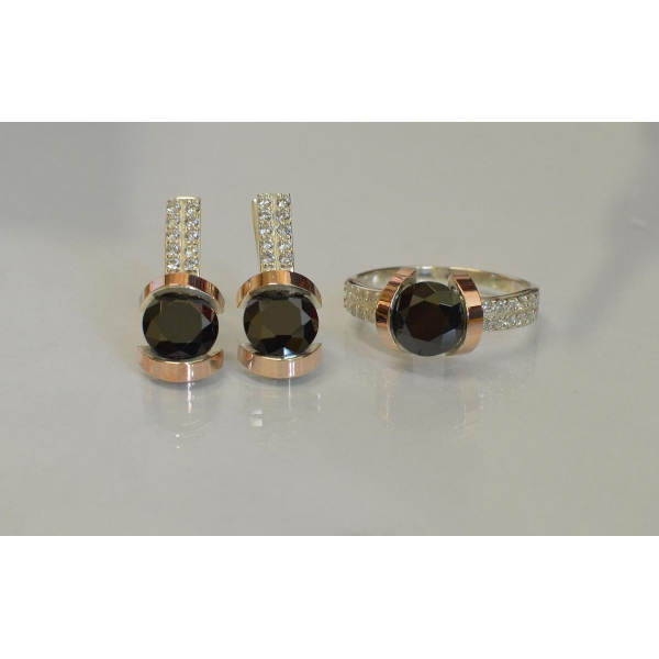 Серебряный гарнитур с золотыми накладками (046)