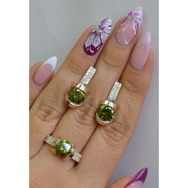 Серебряный гарнитур с золотыми накладками (046)