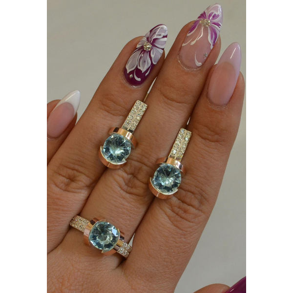 Серебряный гарнитур с золотыми накладками (046)