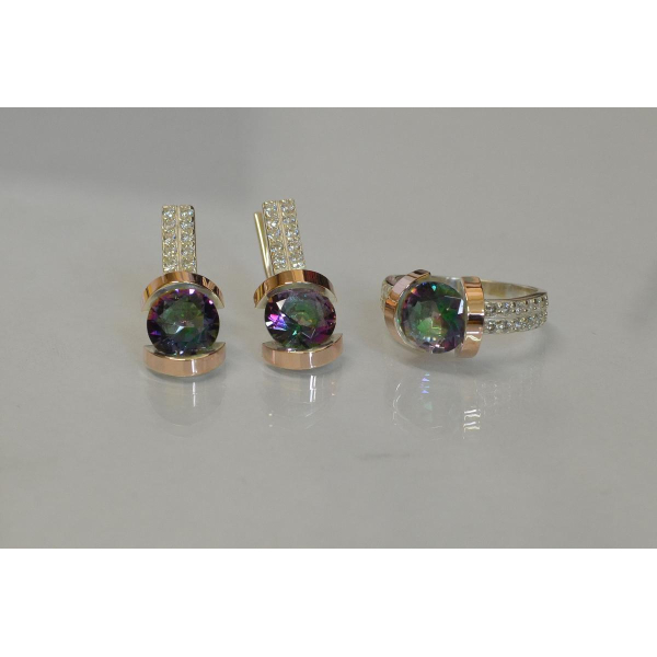 Серебряный гарнитур с золотыми накладками (046)