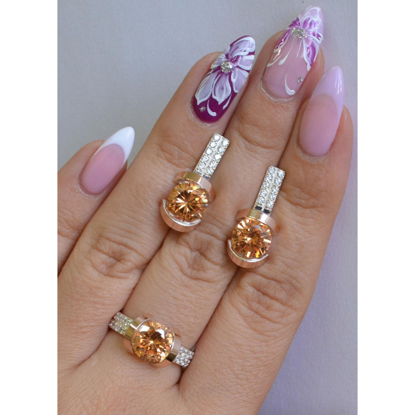 Серебряный гарнитур с золотыми накладками (046)