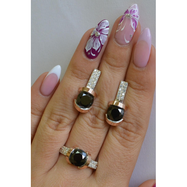 Серебряный гарнитур с золотыми накладками (046)