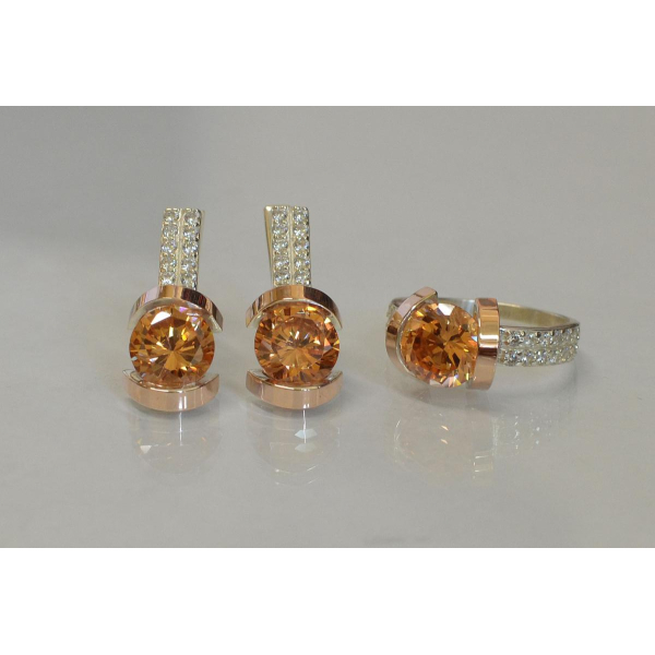 Серебряный гарнитур с золотыми накладками (046)