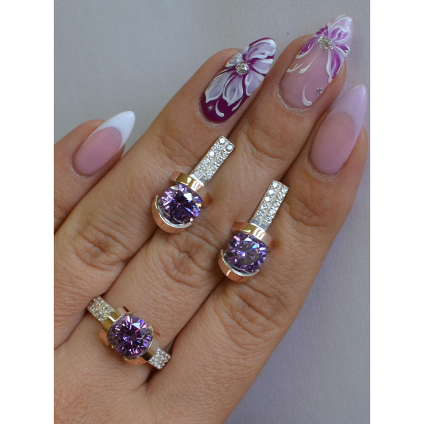 Серебряный гарнитур с золотыми накладками (046)