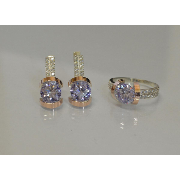 Серебряный гарнитур с золотыми накладками (046)