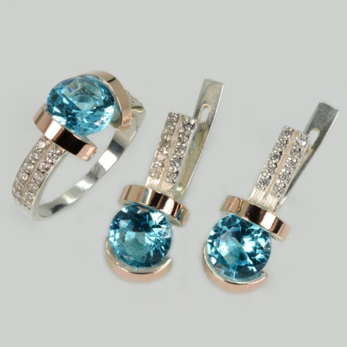 Серебряный гарнитур с золотыми накладками