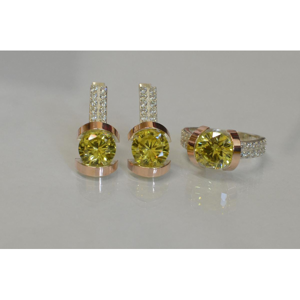 Серебряный гарнитур с золотыми накладками (046)