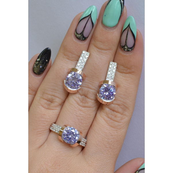 Серебряный гарнитур с золотыми накладками (046)