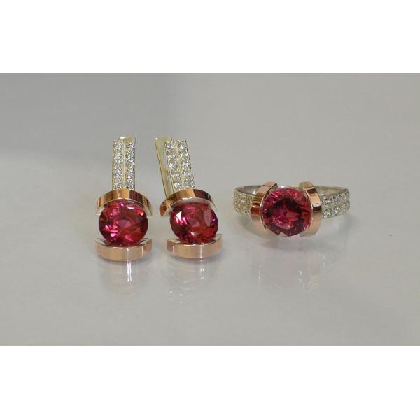 Серебряный гарнитур с золотыми накладками (046)