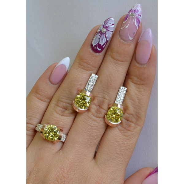 Серебряный гарнитур с золотыми накладками (046)