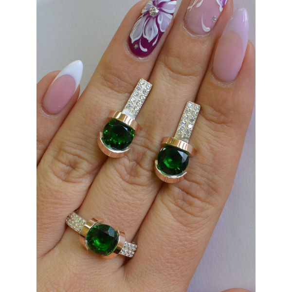 Серебряный гарнитур с золотыми накладками (046)