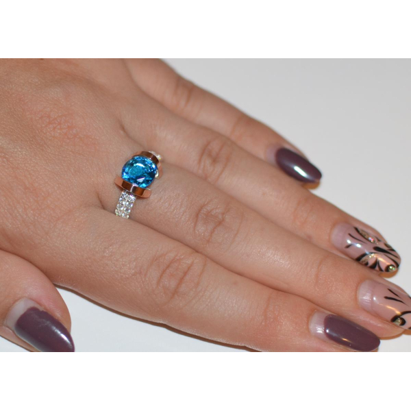 Серебряное кольцо со вставками из золота (046к)