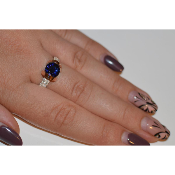 Серебряное кольцо со вставками из золота (046к)