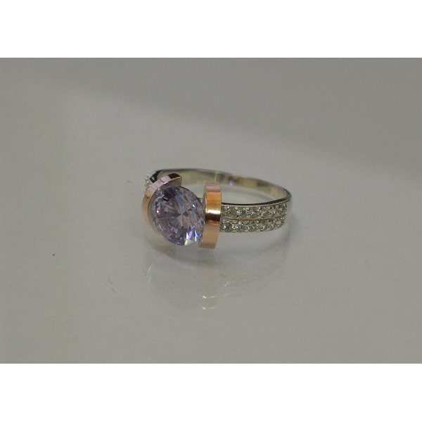 Серебряное кольцо со вставками из золота (046к)