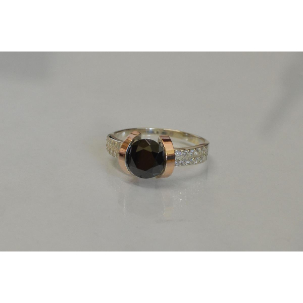 Серебряное кольцо со вставками из золота (046к)