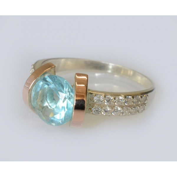 Серебряное кольцо со вставками из золота (046к)