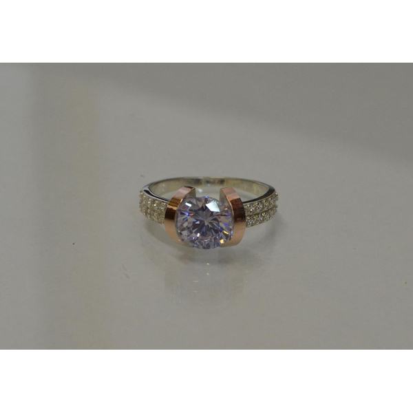 Серебряное кольцо со вставками из золота (046к)