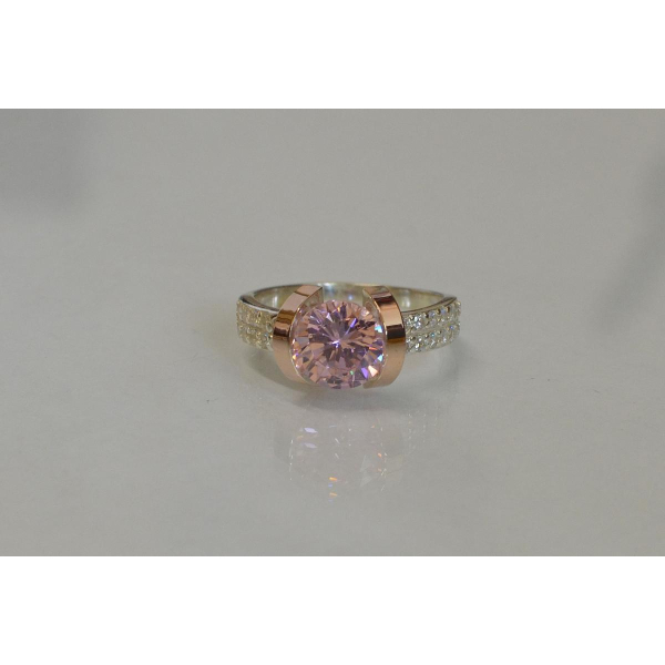 Серебряное кольцо со вставками из золота (046к)