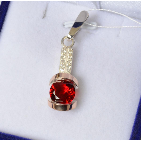 Серебряная подвеска с золотими вставками (046п)