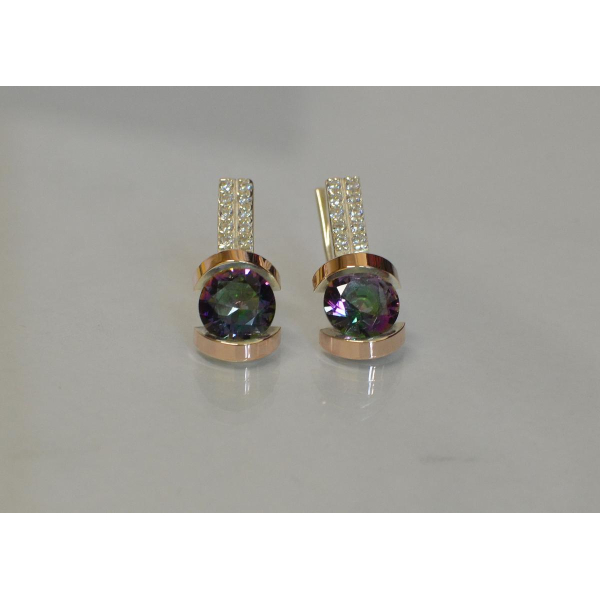 Серебряные серьги со вставками из золота (046с)