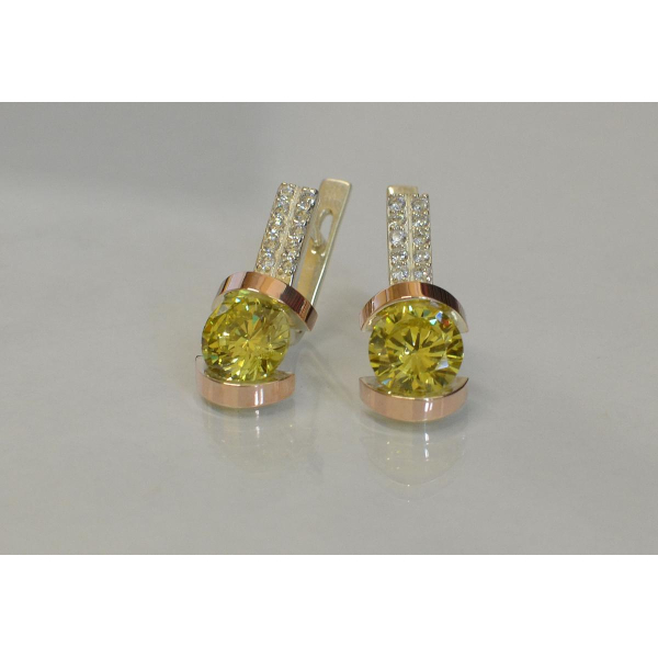 Серебряные серьги со вставками из золота (046с)